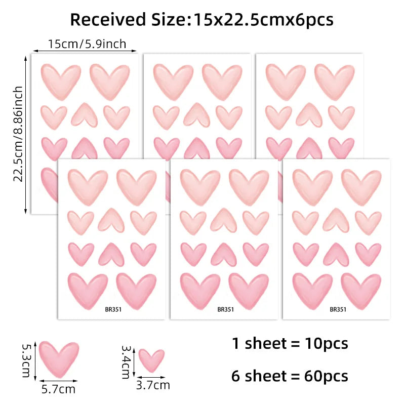 Bohemian Heart Wall Stickers | Self-Adhesive Home Decor for Girls