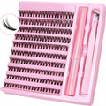 DIY D Curl False Lash Cluster Set 200Pcs with Bond & Tweezers Daily Casual Evening Cosplay Quick Eye Cosmetics