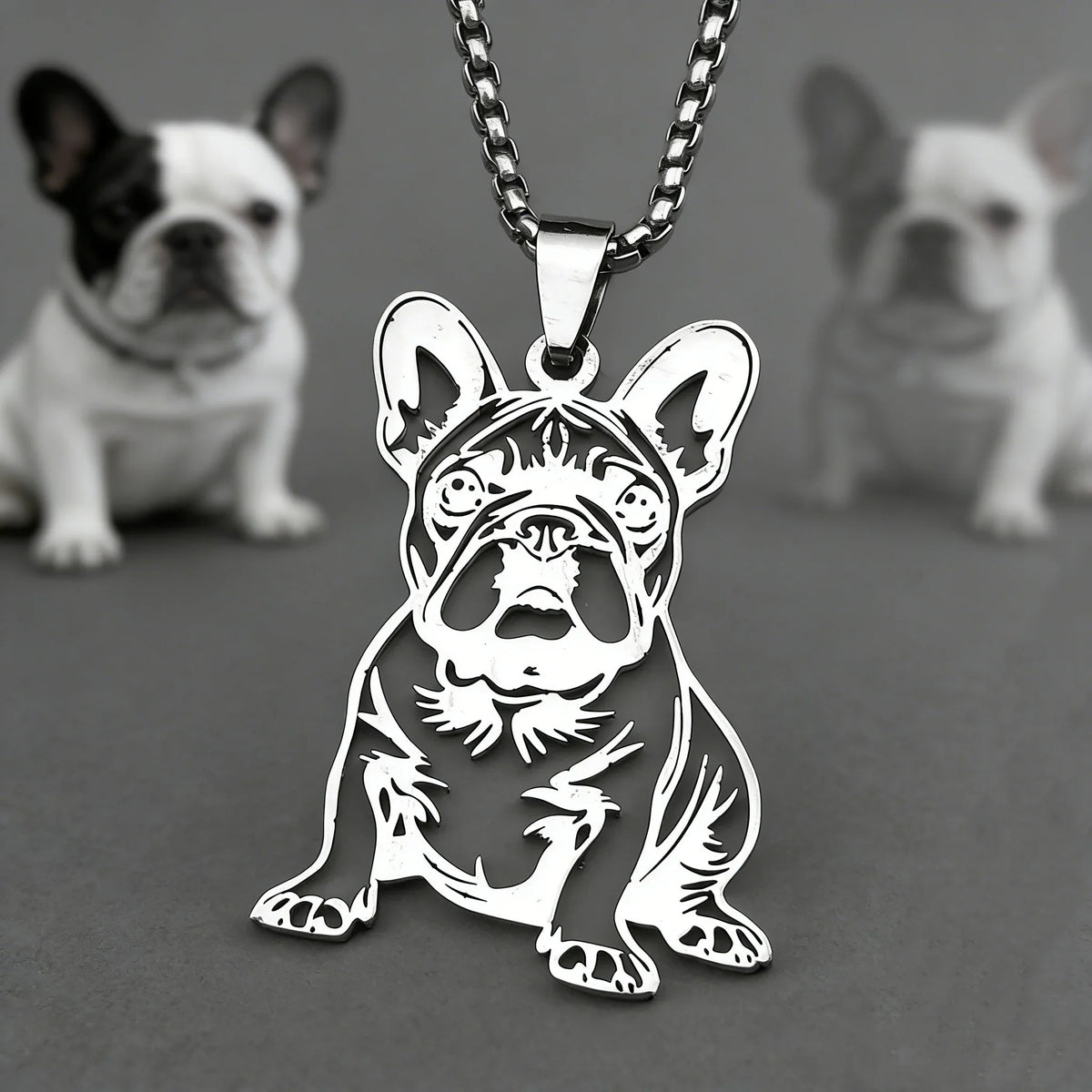 French Bulldog Pendant Necklace | Stainless Steel Dog Jewelry for Women Men
