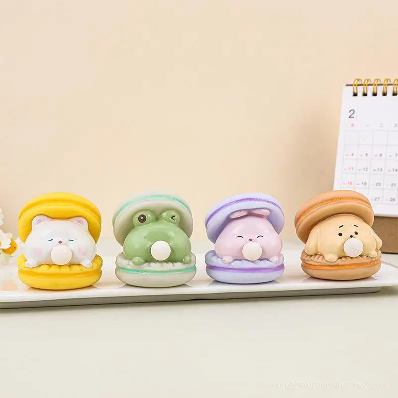 2Pcs Macaron Burger Bubble Blower Stress Relief Toys | Creative Cartoon Pinch Office Ornaments Decompression Gifts for Children