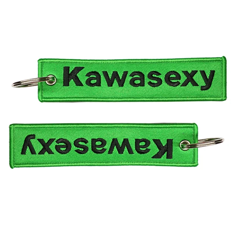 JDM Kawasexy Logo Keychain | Double-Sided Embroidery Motorcycle Key Ring