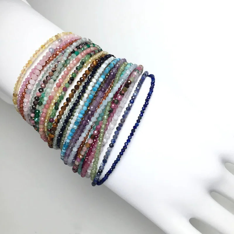 Faceted Gemstone Beaded Necklace and Bracelet Set | Natural Crystal Choker Jewelry for Men and Women