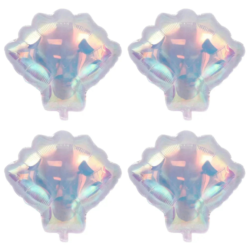 4-Pack Colorful Shell-Shaped Aluminum Foil Balloons | Ocean-Themed Party Decor