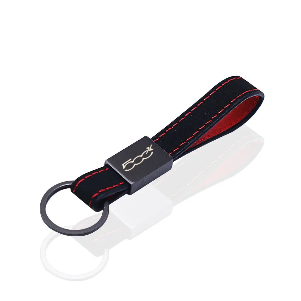 Fiat 500 Keychain Leather | Car Accessory Key Ring