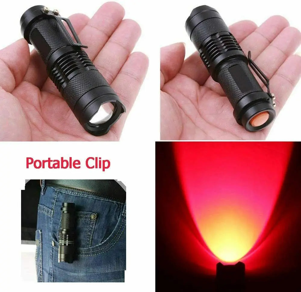 Mini LED Flashlight with 670nm Red/Blue/Green Light | Tactical Pocket Flashlight