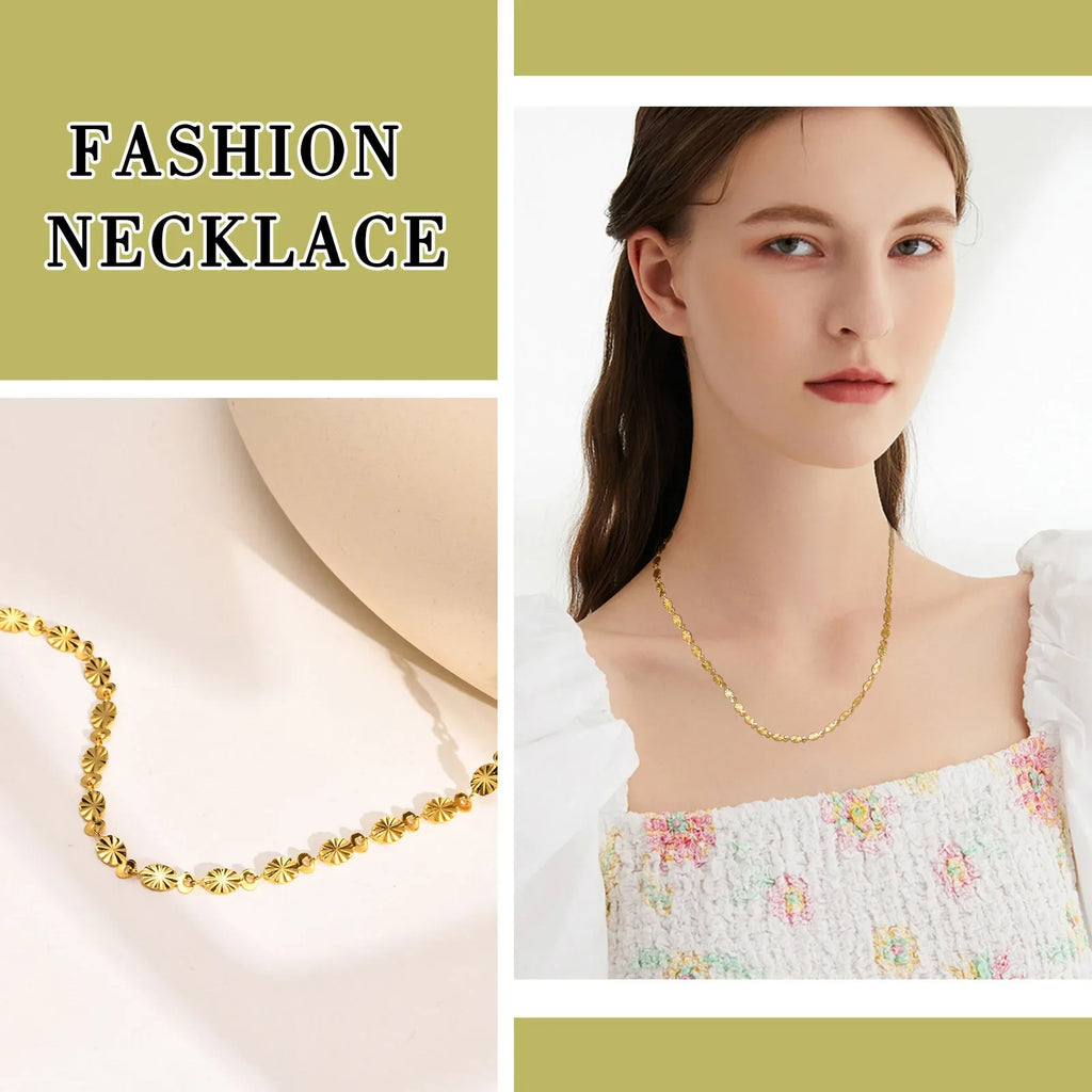 Daisy Chain Necklace Women, Stainless Steel Flower Shape Collar Fashion New 2022