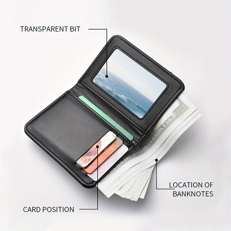 Men's Retro Faux Leather Wallet | Vintage Motorcycle Style Slim Business Card Holder