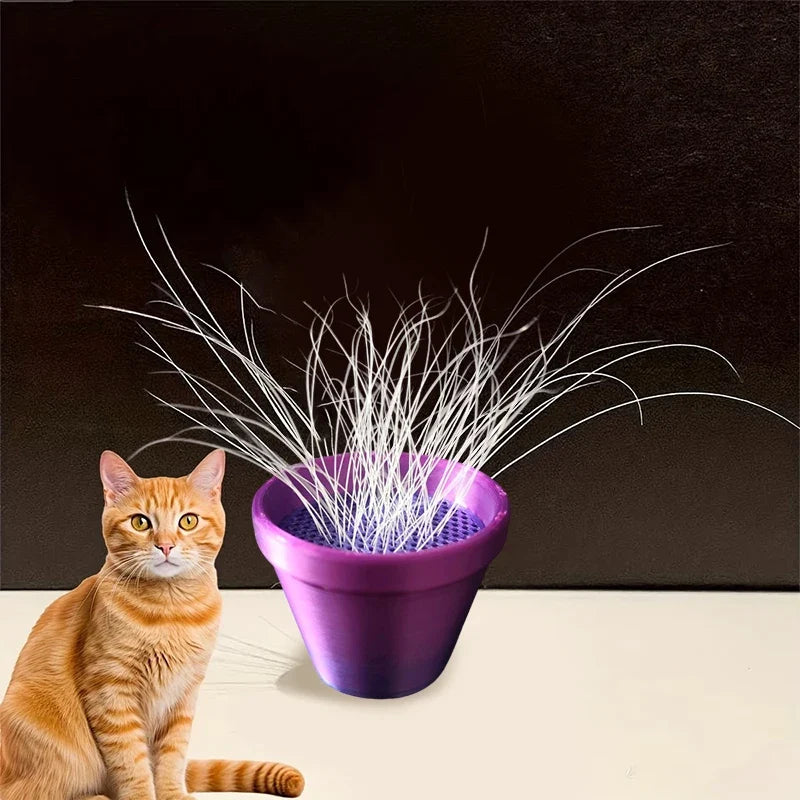 Mini Flower Pot Cat Whisker Holder | Pet Fur Collector Desktop Keepsake