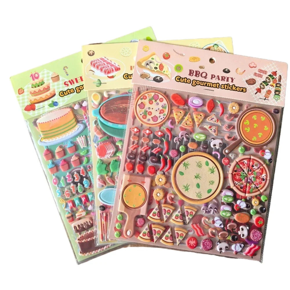 9 Styles Cute Double Layer 3D Foam Stickers | Alphabet, Cars, Food Cartoon for DIY Notebook, Journal & Phone Case Decoration