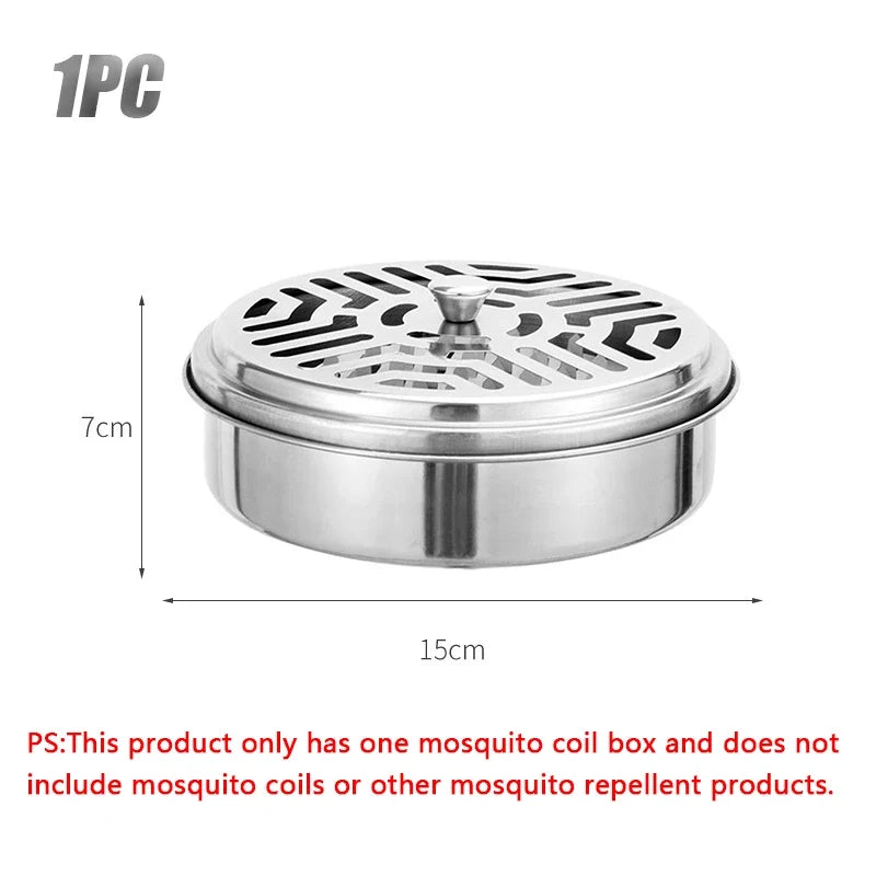 Stainless Steel Mosquito Coil Holder with Cover | Round Mosquito Coil Tray