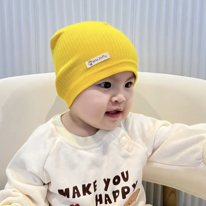 Soft Knit Baby Beanie | Breathable Cotton Candy Color Hat for Toddlers