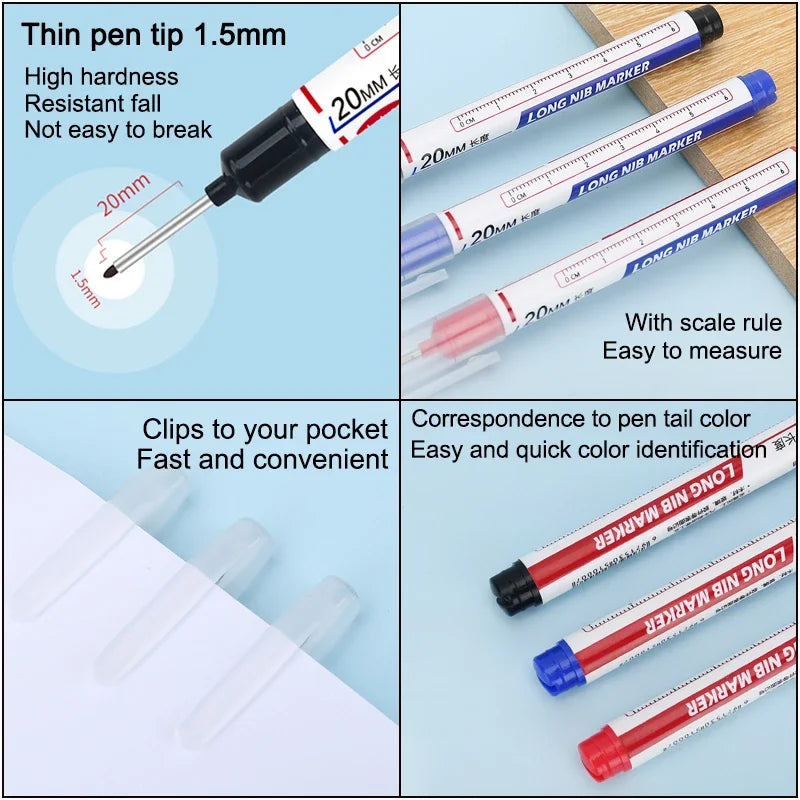 20mm Long Nib Markers for Deep Hole Marking | BSIDE Multi-Purpose Pen Set