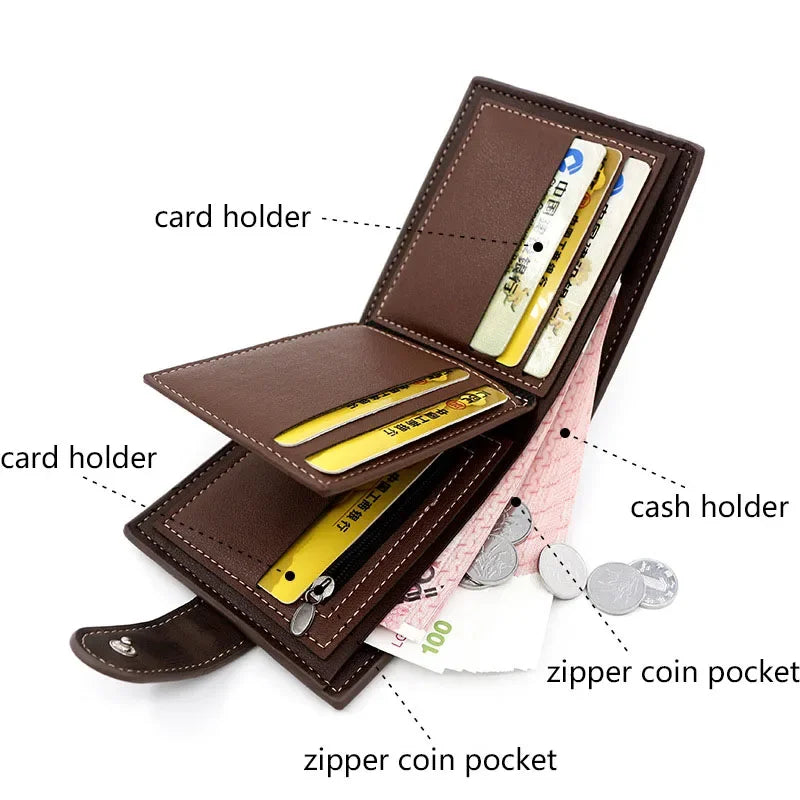 Compact RFID Wallet for Men | Slim PU Leather Card Holder