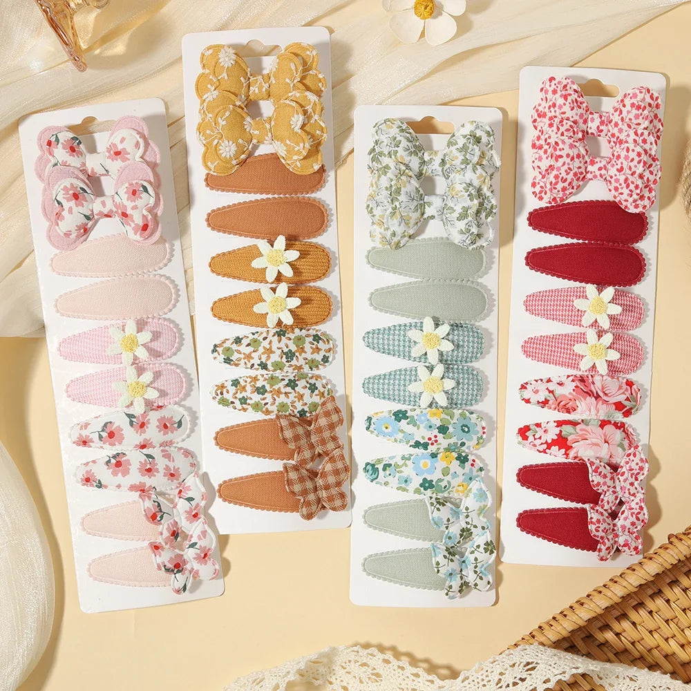 10PCS/Set New Fabric BB Hair Clip Girls' Teenagers' Children's Side Bangs Clip Girls' Party Daily Decoration Hair Accessories