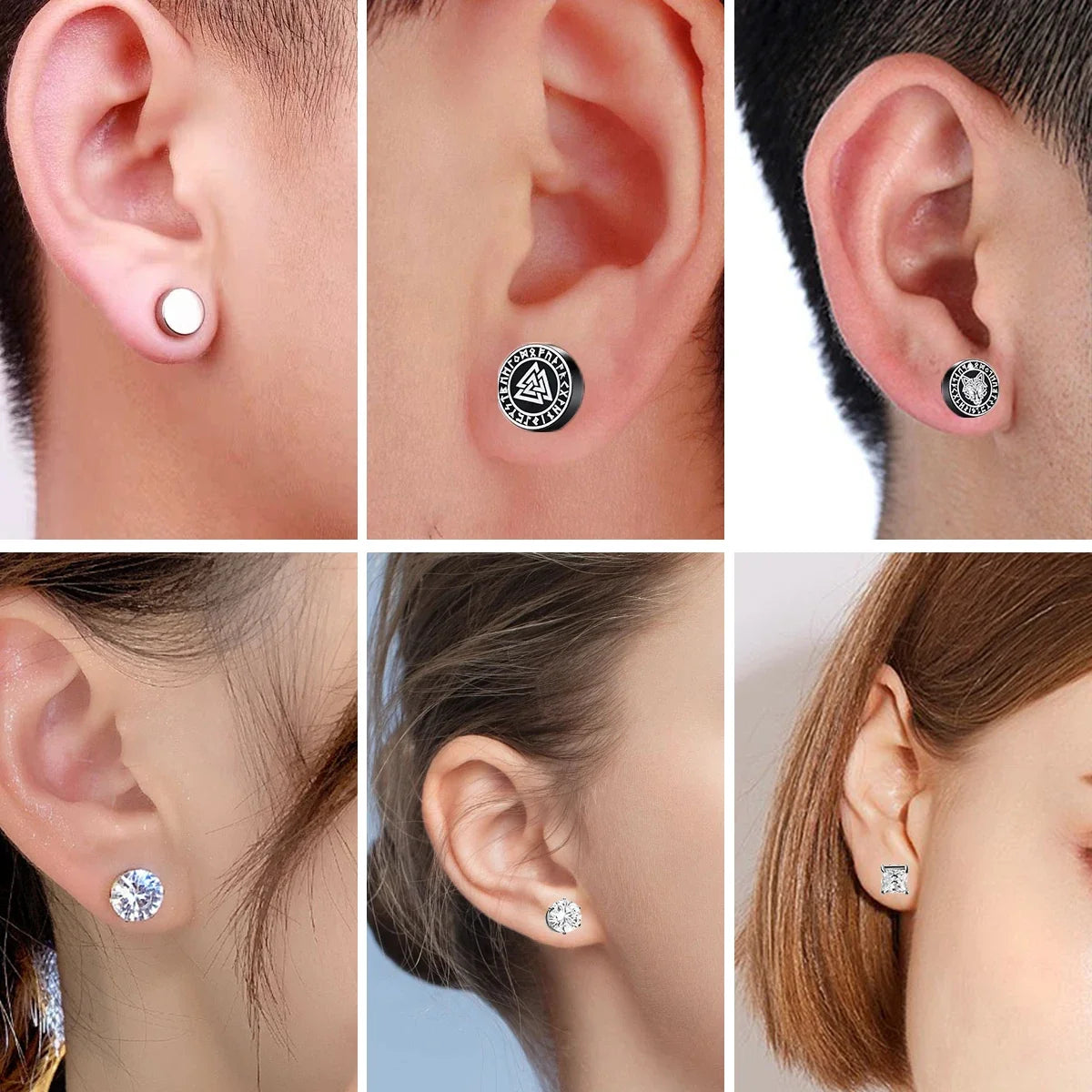 Fashion Crystal Magnetic Clip Ear Stud | Non Piercing Earrings for Men Women