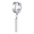 Men's Cool Punk Statement Geometric Bar Hoop Huggie Earrings Gifts Jewelry, Waterproof Stainless Steel Piercing Ear Accessory