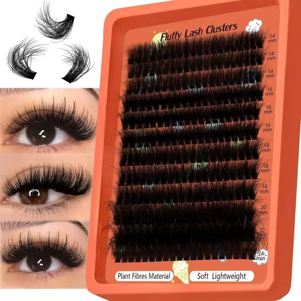 80D-100D 8D Fluffy Cluster Lash Extensions D Curl Mixed Tray Soft Reusable DIY Individual Lashes For Home Beginners