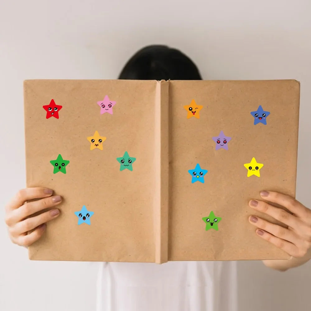 Happy Face Star Sticker Pack | Reward Stickers for Kids, DIY Craft Decorations