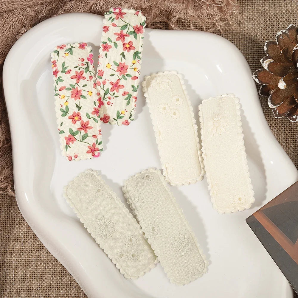 1 Set Printed Fabric Hair Clips Sweet Handmade BB Hair Clips Baby Girl Bangs Fixed Edge Clips Children's Hair Accessories Gifts