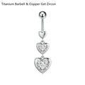 14G Crystal Heart Butterfly Dangle Belly Button Rings CZ Zircon Drop Navel Barbell Belly Rings Body Piercing Jewelry for Women