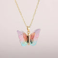 Huitan Butterfly Pendant Necklace for Women Fashion Party Daily Cute Animal Accessories Inlaid Bright CZ Versatile Lady Jewelry