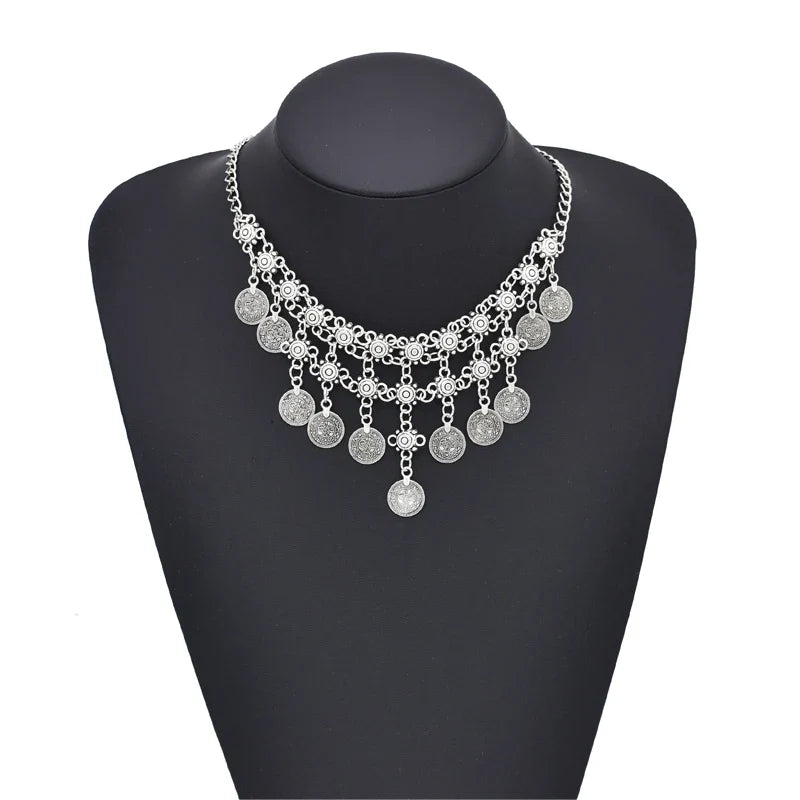 Vintage Coin Tassel Necklace | Bohemian Ethnic Charm Choker for Women
