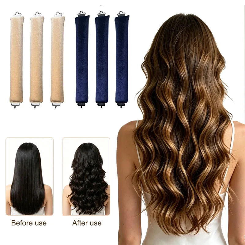 New Heatless Hair Curler Satin Curling Rod Headband No Heat Hair Rollers Lazy Sleeping Flexi Rods Styling Tools ZXFAJ01