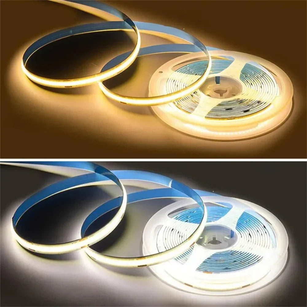USB 5V COB LED Strip Lights | Dimmable 320 LEDs/m Flexible Strip for Kitchen Cabinet Mirror Bedroom
