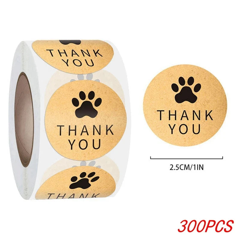 1 Inch Gold Foil Paw Thank You Stickers | Cute Business Supplies