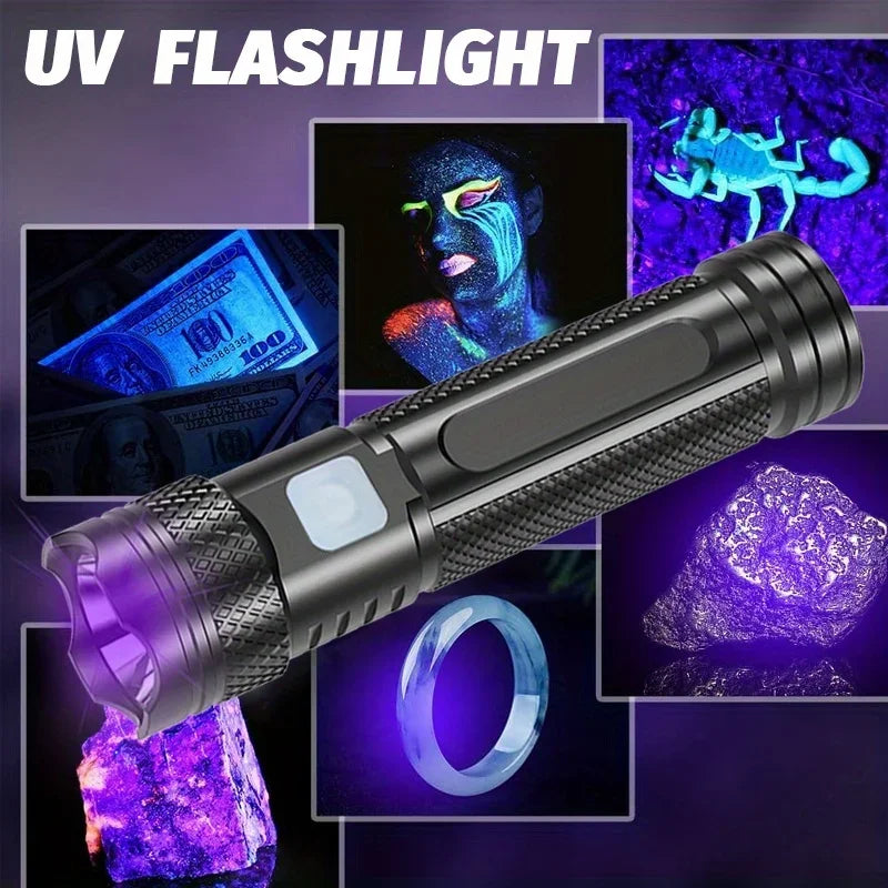 365nm UV Flashlight Black Light | Rechargeable Mini Wood's Lamp for Detection