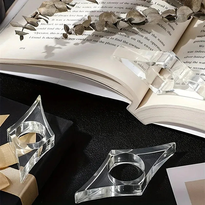 Clear Acrylic Book Page Holder Thumb Reading Helper Reusable Page Spreader Book Holder for Reading Notebook Sheet Fixing