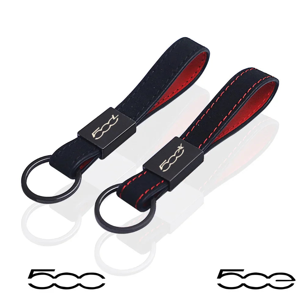 Fiat 500 Keychain Leather | Car Accessory Key Ring