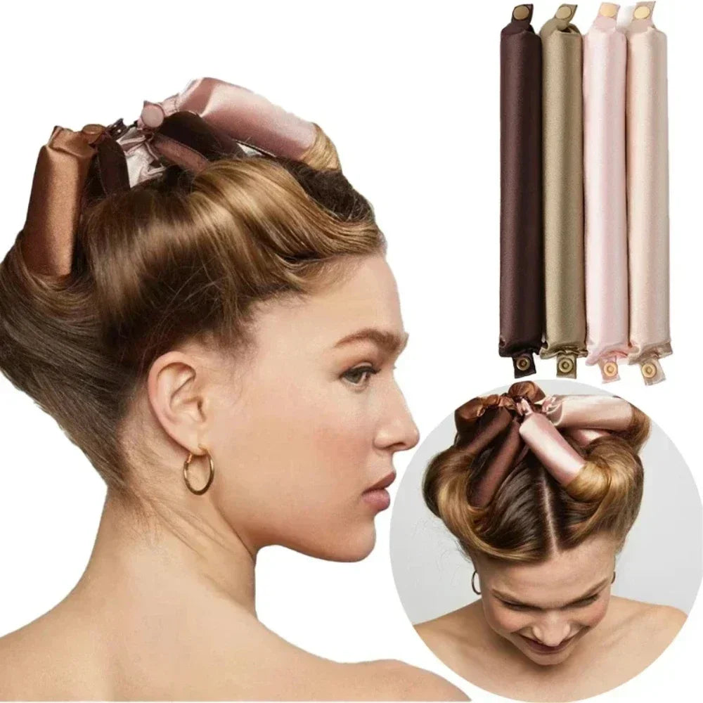 Satin Heatless Curling Rod Headband | No Heat Hair Curlers for Overnight Soft Curls