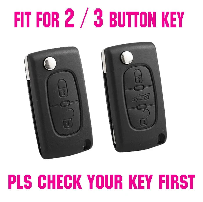 XUKEY Silicone Key Cover Case Fob Holder for Citroen Peugeot Cars | 2/3 Button Flip Key Protector
