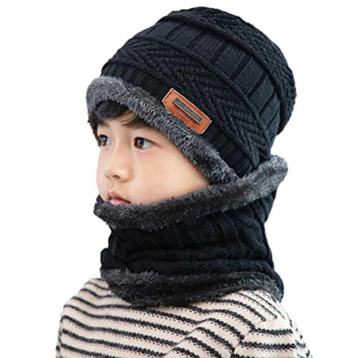 Kids Warm Knitted Hat and Scarf Set | Winter Accessories for Children