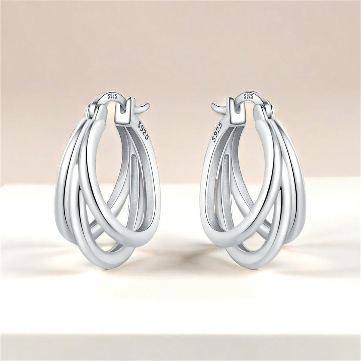925 Sterling Silver Multi-Layer Hoop Earrings | Trendy Fine Jewelry Gift for Women