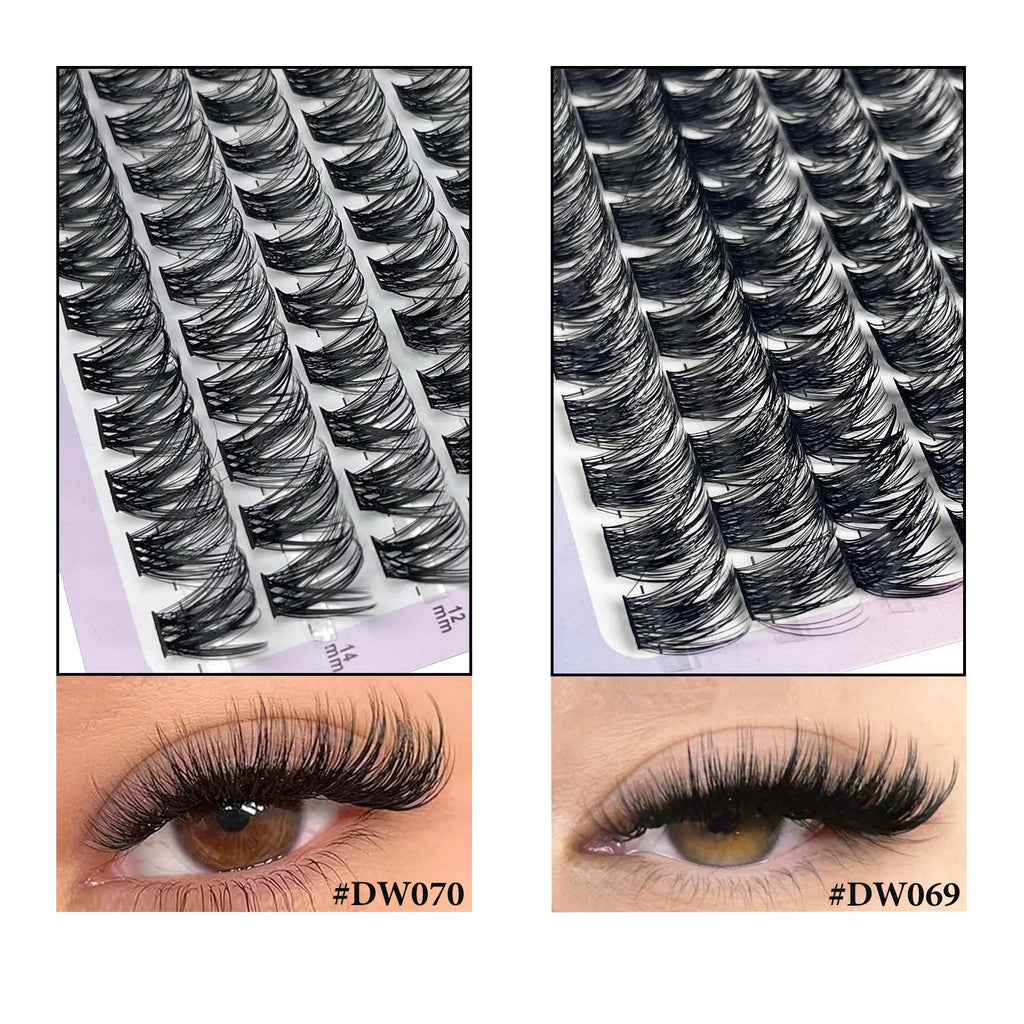 MIOFIA DIY Eyelash Clusters Fluffy Natural Anime Lashes 8-14mm Mixed Length Large capacity 3D Russian Volume Eyelash Extension