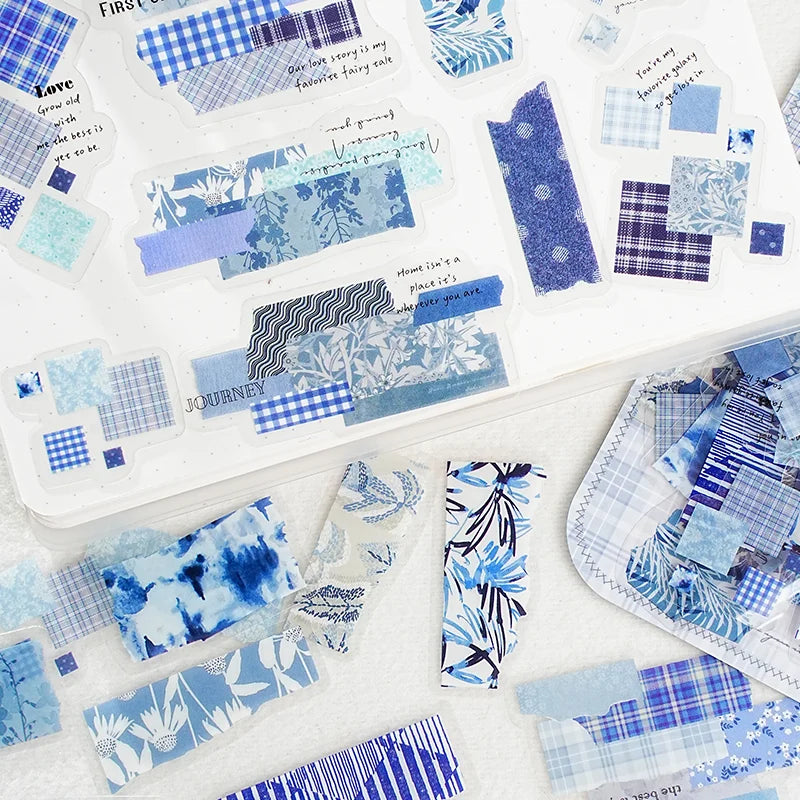 Fragmented Verse Patchwork Fabric PET Sticker Pack | 120pcs DIY Craft Stickers