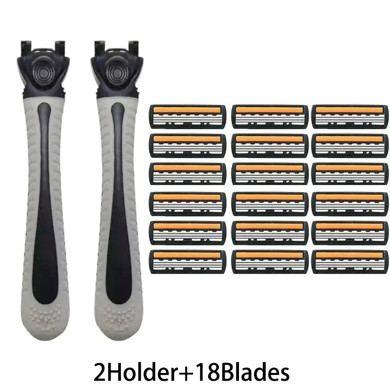 Men's Manual Shaver with 3-Layer Stainless Steel Razor Blades, Compact Shaver with Scratch Resistance, Precision Shaving