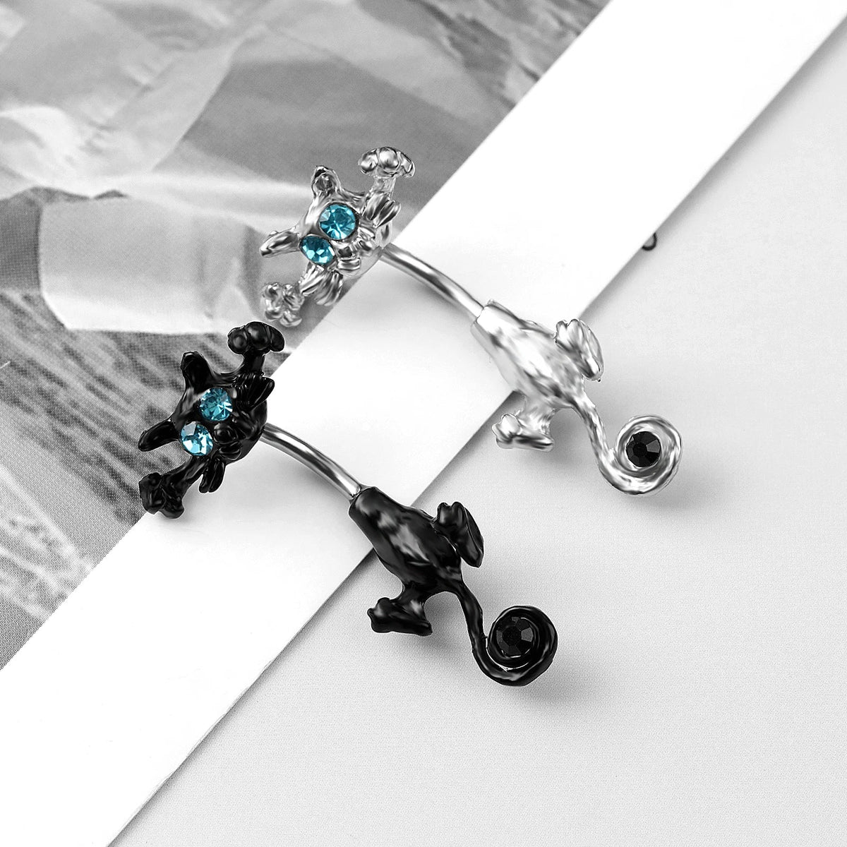 1PC Creativity Belly Button Ring Navel Piercing Ring 316L Surgical Steel Piercing Cartoon Cat for Women Girls Body Jewelry Gift