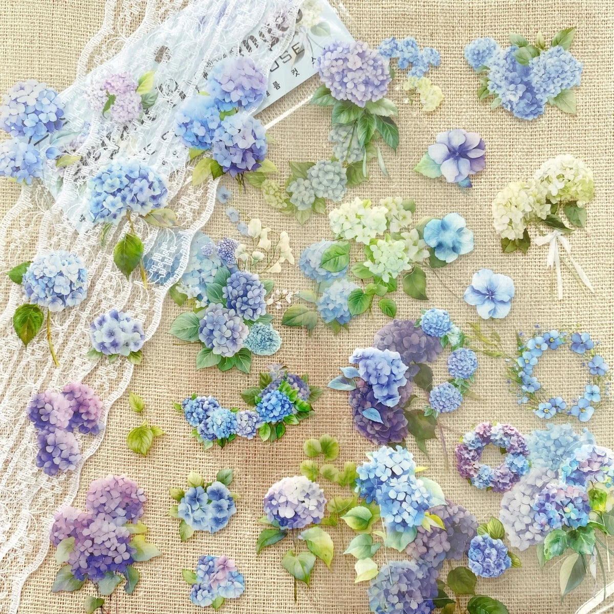 Transparent Flower Stickers Set | 6 Sheets PET Stickers for Scrapbook and Junk Journal