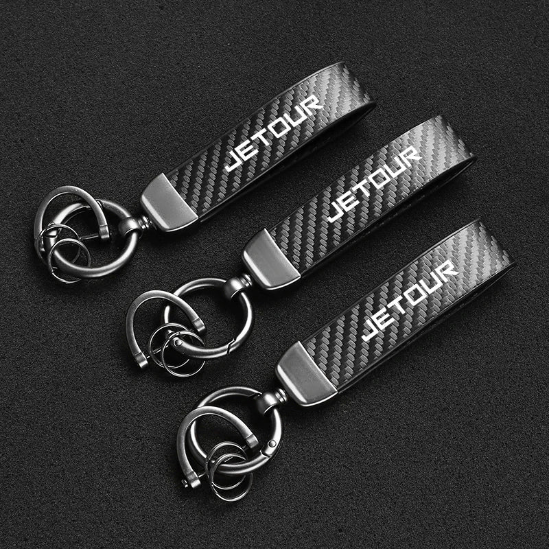 Jetour Keychain Carbon Fiber Style | Microfiber Leather Key Ring