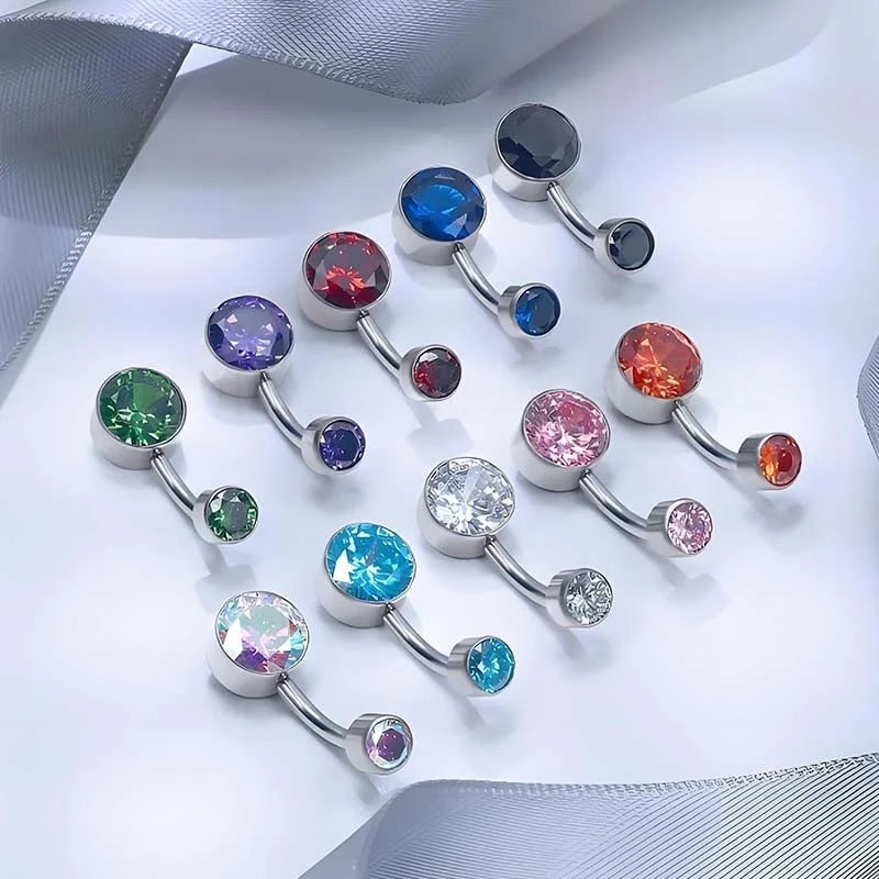 ASTM F136 Titanium Internally Threaded Navel Rings 10mm 12mm with round CZ Belly Button Rings Belly For Women Piercing Jewelry