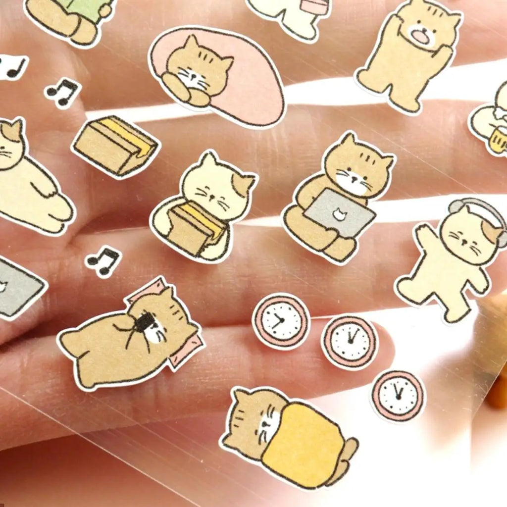 Korean Import Suatelier Cat Daily Life Cartoon Sticker Set | Paper Stickers for Scrapbooking Journaling