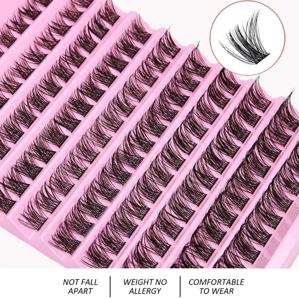 Lash Clusters 120Pcs D Curl Fluffy Volume Individual Lashes Natural Wispy DIY Eyelash Extensions Cluster Lashes for Home Use