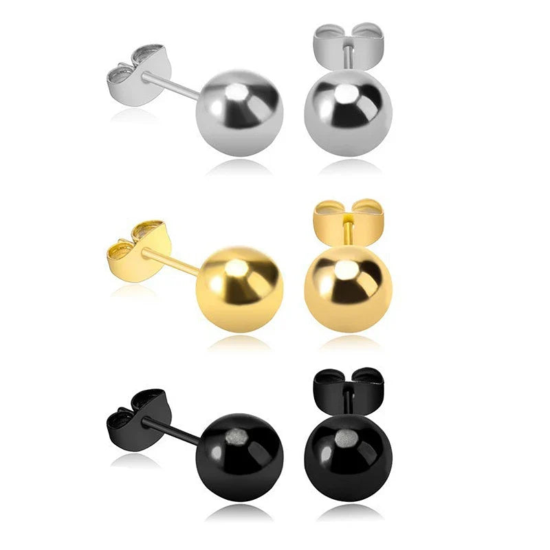Multicolor Stainless Steel Ball Stud Earrings | Unisex Fashion Jewelry Gift