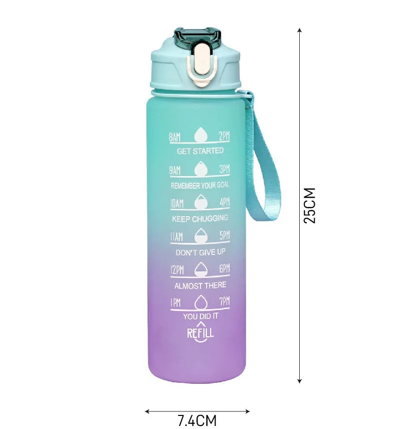 900ml Sports Water Bottle with Time-Tracking Straw | Leak Proof and Locking Flip Cover