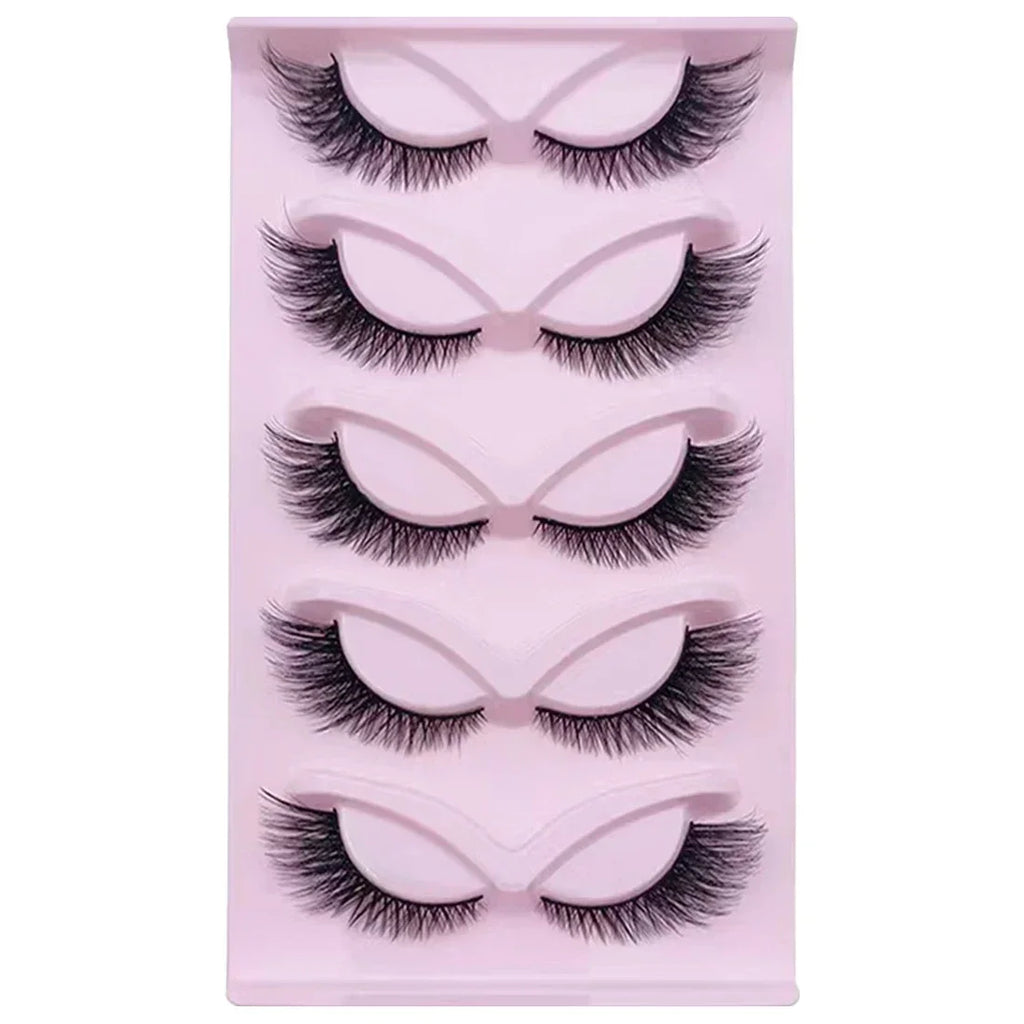 5 Pairs Cat Eye Lashes Long Lashes Cat Eye Look Wispy Lashes Eye End Elongated Strip Thick False Eyelashes