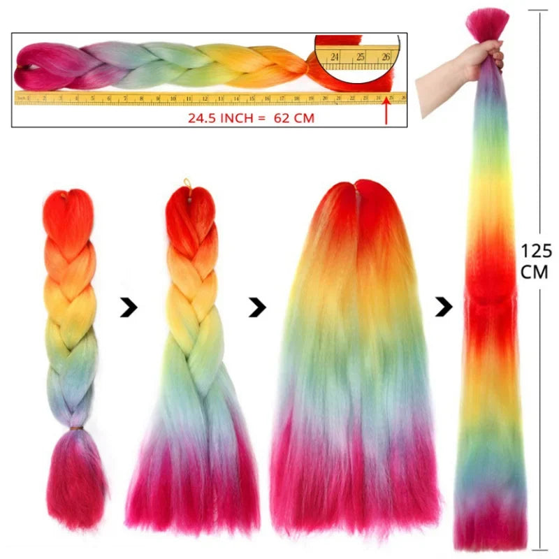 24-Inch Yaki Braids Ombre Jumbo Braiding Hair | Green Synthetic Hair Extensions for DIY Styles