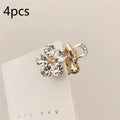 【Xia2】4Pcs Mini Rhinestone Flower Hair Clips With Shiny Crystal And Sturdy Gold Base Perfect For Braid Styling Daily Wear{S}